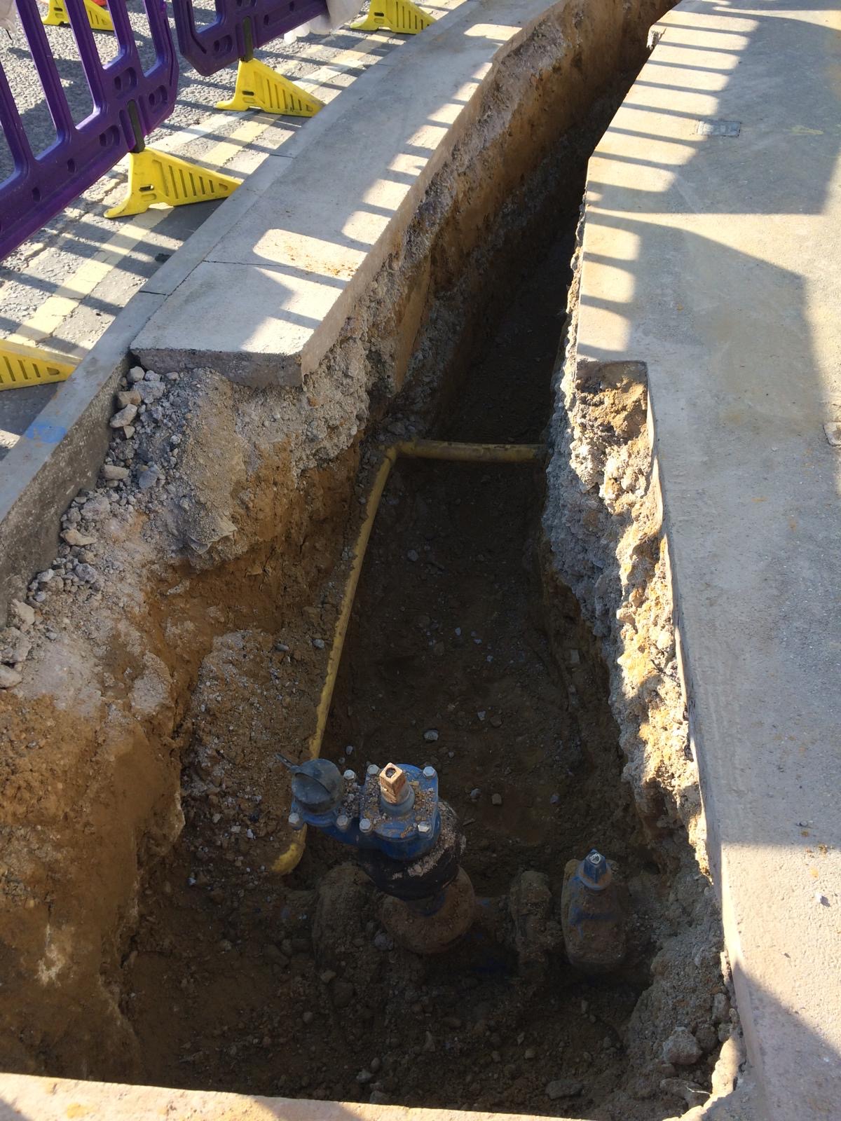 Valve and service inspection in excavation trench